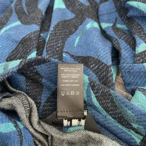 Ali Miles Blue Button Front Bell Sleeve Tunic Wired Collar Art to Wear  NWT - Picture 8 of 9